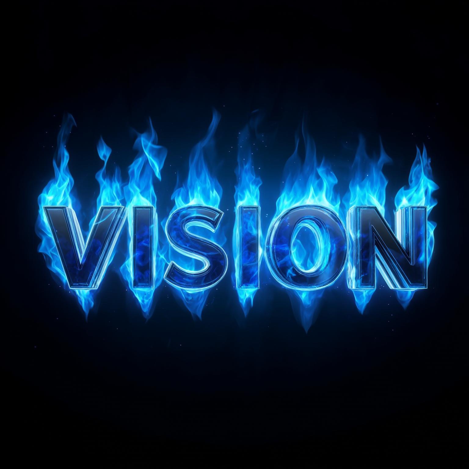 AI Image Generated by Luma Photon: A captivating 3D render of typography design spelling out the word 'vision'. The letters are seemingly enveloped in a vibrant blue flame or energy, with the fire emanating from each letter and extending upwards. The dark background contrasts sharply with the intense blue flame, creating a striking visual effect. The letters appear relaxed and slightly curled, giving the design a unique and mystical feel. The overall ambiance of the image is ethereal and captivating, perfect for inspiring vision and creativity., vibrant, 3d render, typography, photo, illustration