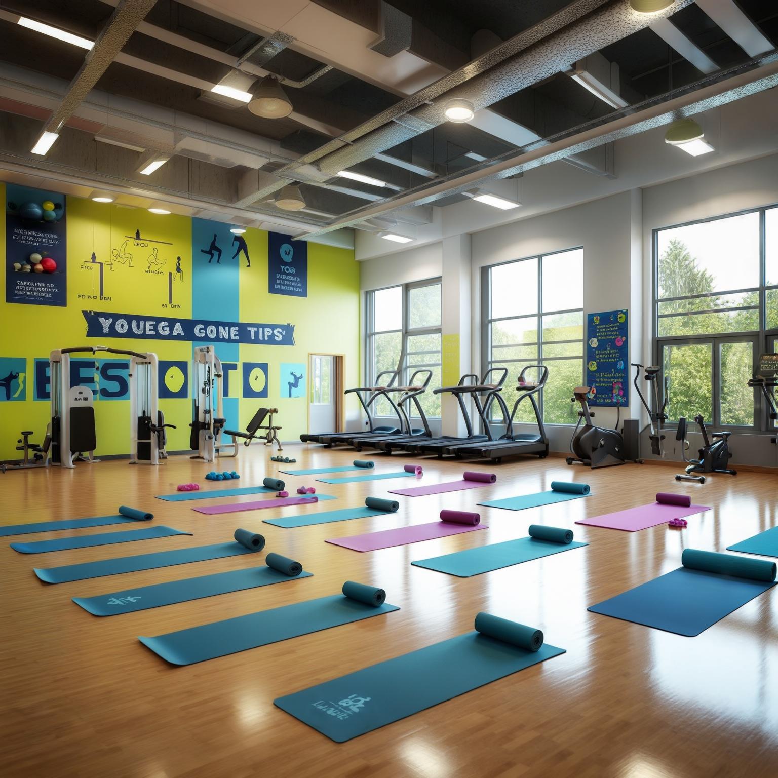 AI Image Generated by Luma Photon: Школьный спортзал с тренажерами для занятий спортом и йогой. Чтобы школьникам было удобно интересно заниматься спортом (без людей)