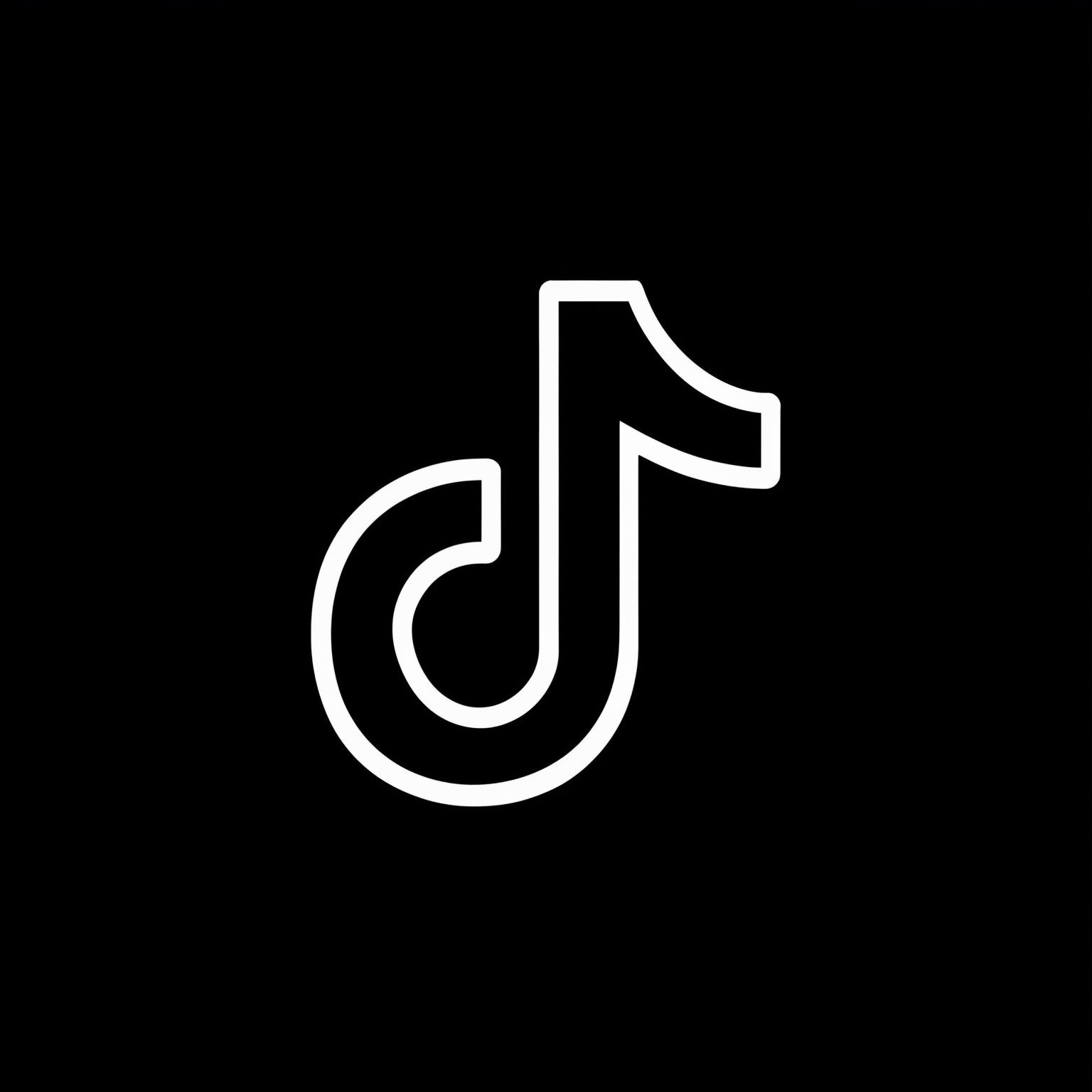 AI Image Generated by Luma Photon: lineart minimalist icon tiktok. solid black background. white line logo
