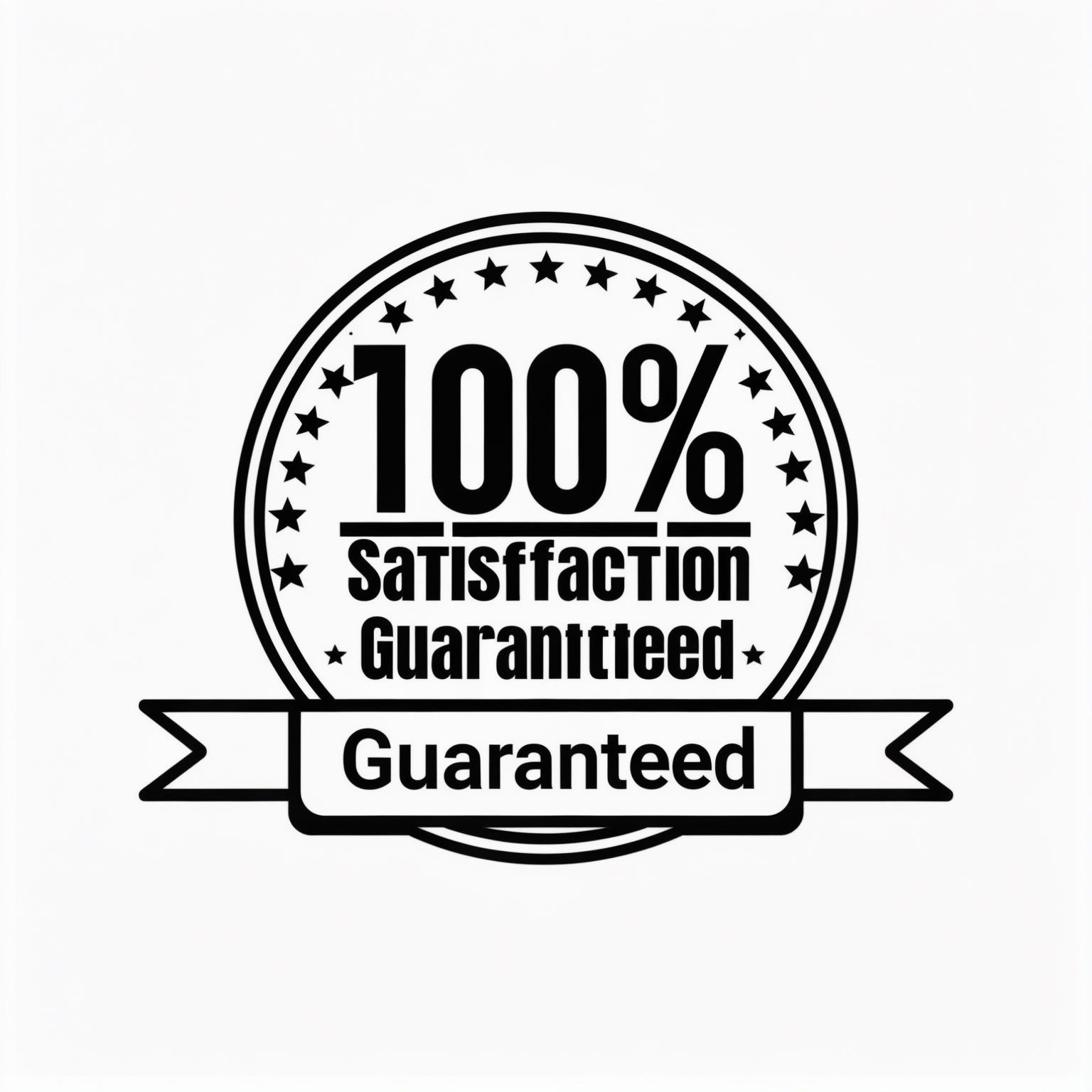 AI Image Generated by Luma Photon: Create a simple black and white icon depicting 100% satisfaction garanteed